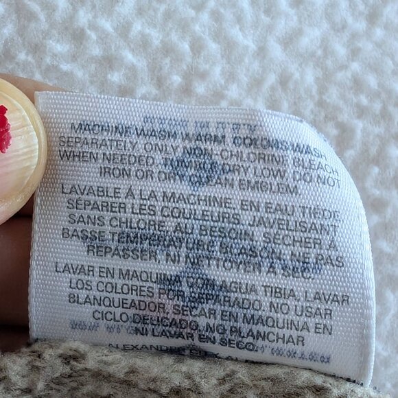 Jerzees Cardigan Beige Fleece Long Sleeve Button up Patchwork Large Unisex EUC - Picture 13 of 16